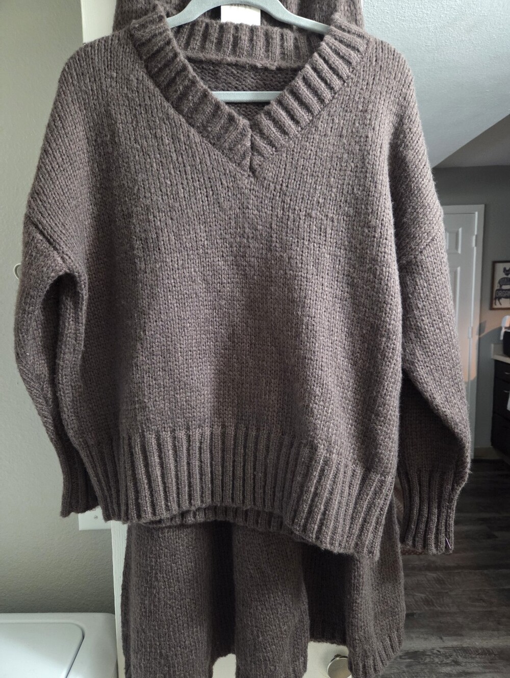 Cozy Knit Maxi Skirt/ Sweater Set - Brown